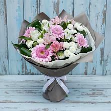 Букет цветов из:  Герберы, Альстромерии и Хризантемы в Долинске