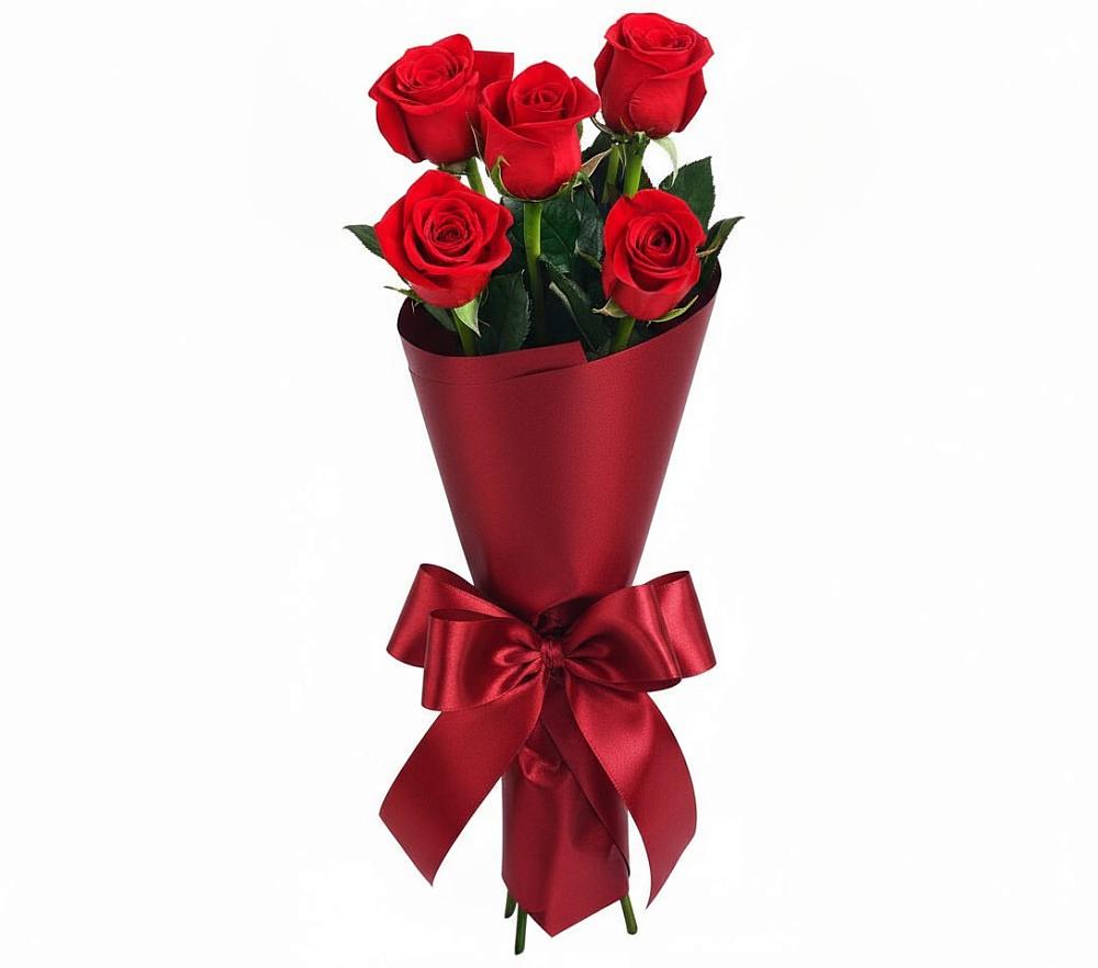 Букет 5 Красных роз Эдлесс Лав в Долинске