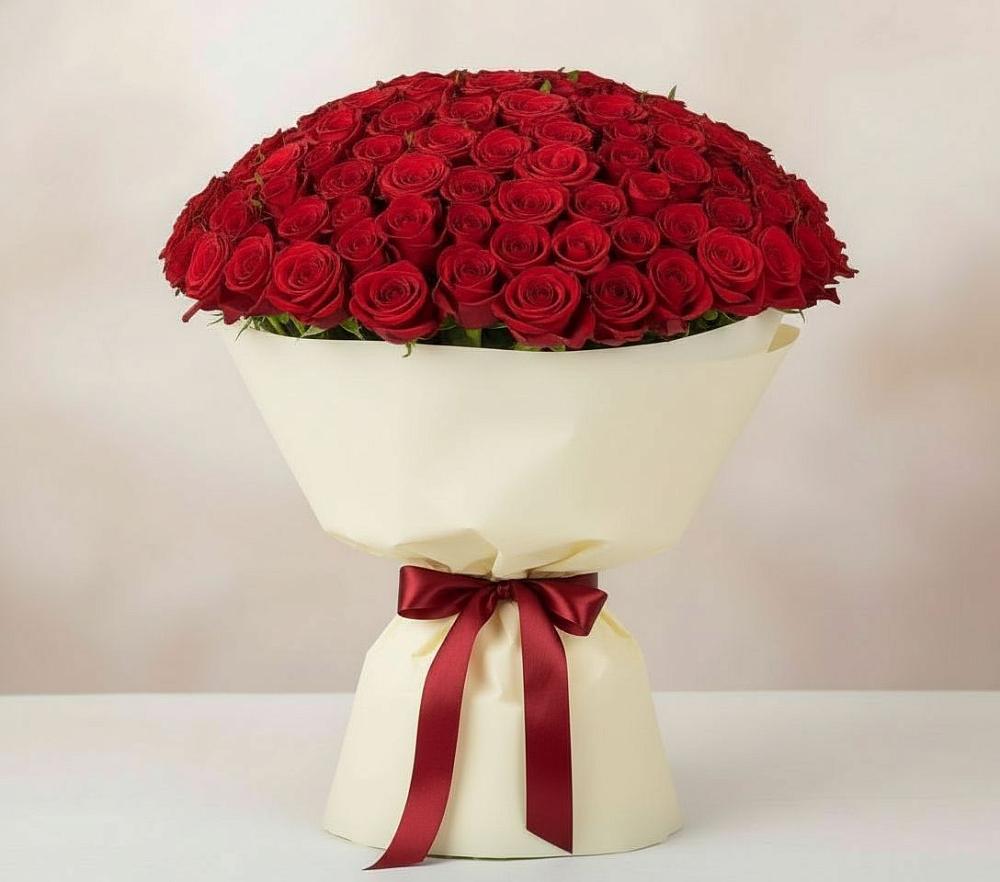 Букет 101 Красная роза Милано в Долинске