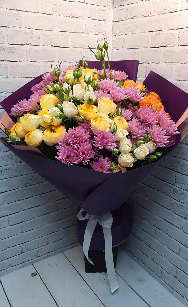 Букет цветов из: Хризантемы и Розы в Долинске