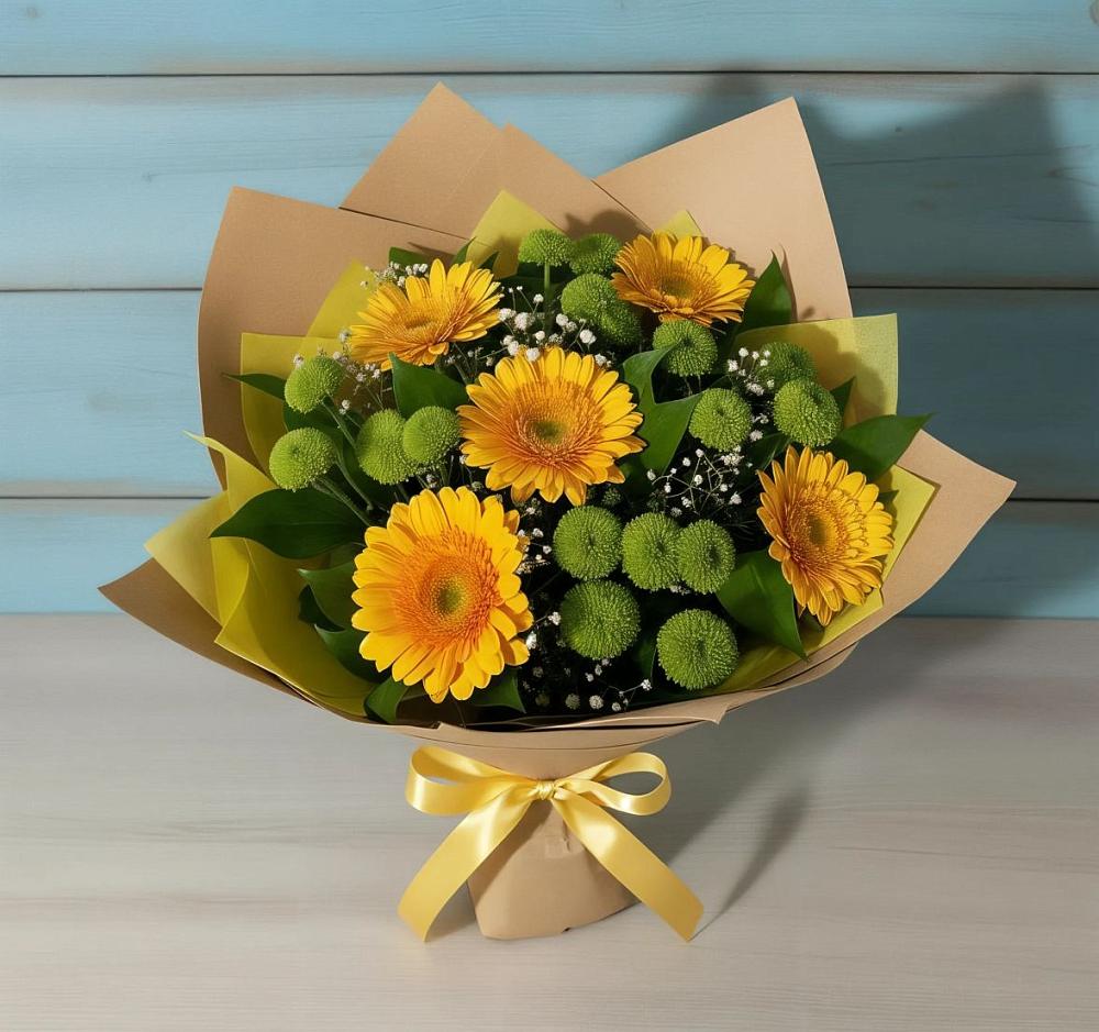 Букет цветов из: Герберы и Хризантемы в Долинске