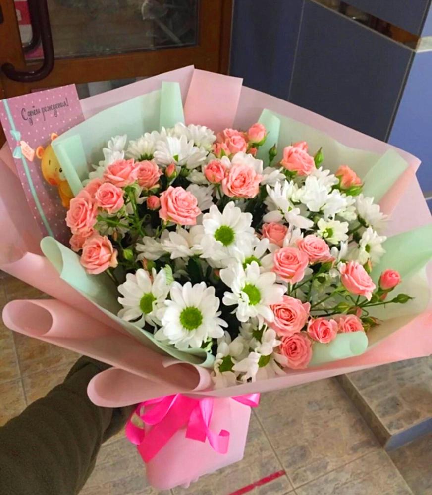 Букет цветов из: Розы и Хризантемы в Долинске