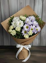 Букет цветов из:  Хризантемы и Розы в Долинске