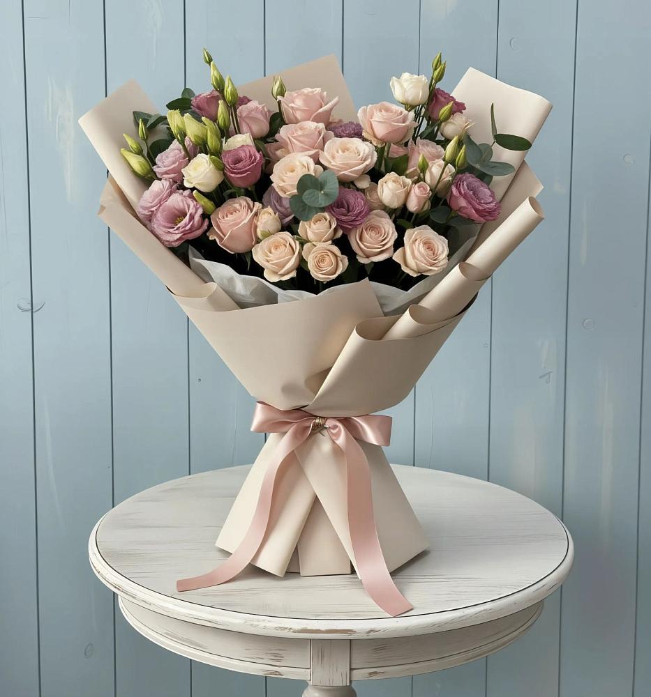 Букет цветов из: Розы и Лизиантусы в Долинске