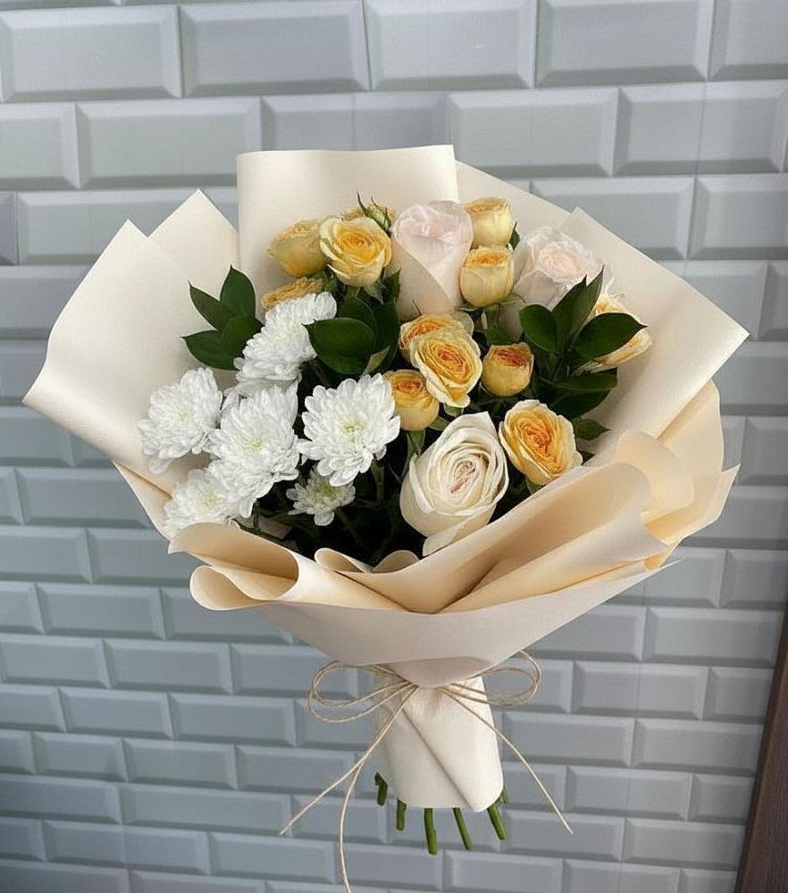 Букет цветов из: Розы и Хризантемы в Долинске