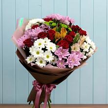 Букет цветов из:  Розы, Хризантемы и Альстромерии в Долинске