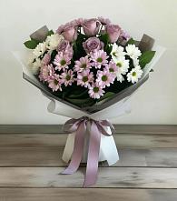Букет цветов из:  Хризантемы и Розы в Долинске