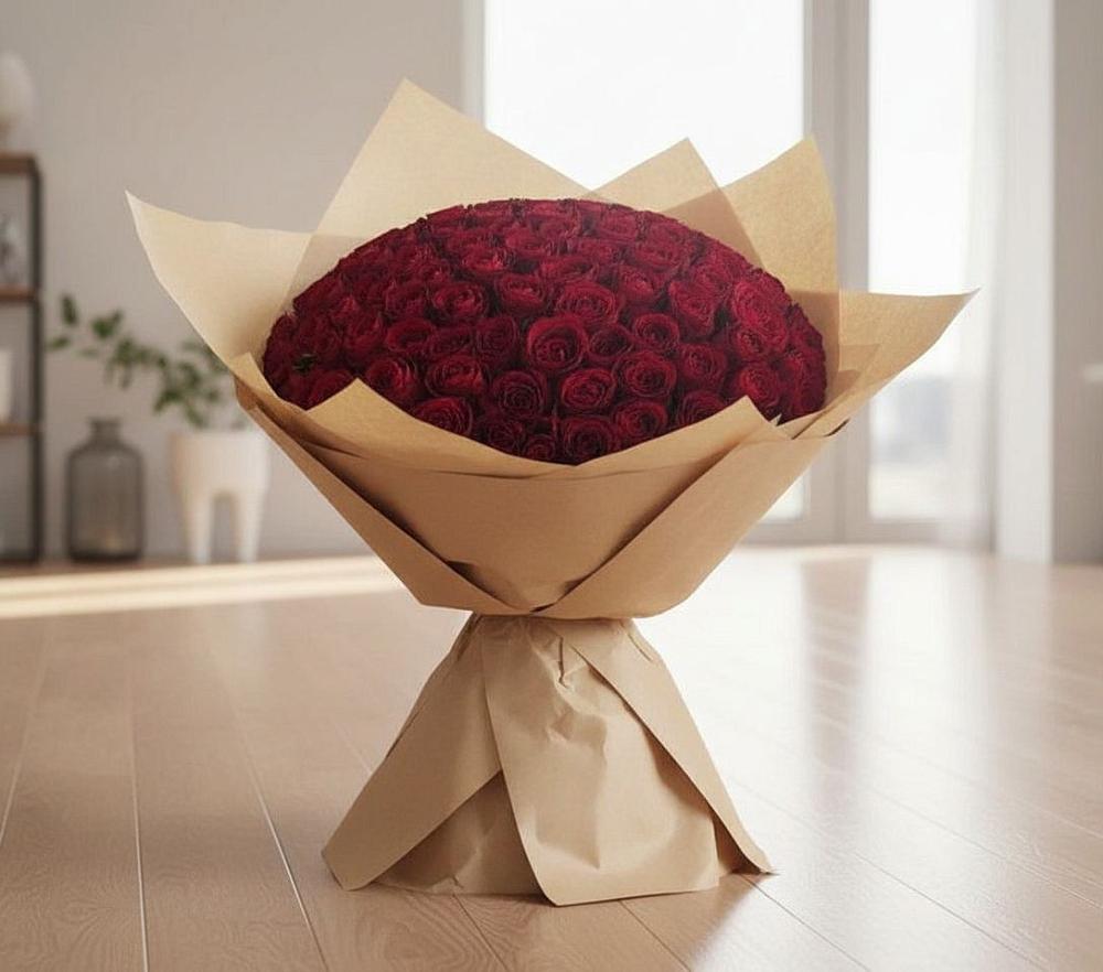 Букет 101 Красная роза в Долинске