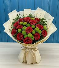 Букет цветов из:  Розы и Хризантемы в Долинске