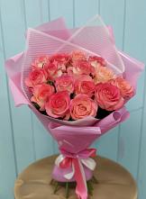 Букет 15 Розовых роз Равель в Долинске